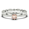 thumbnail image 1 of Dazzling Minimalist 1.05 Carat Round Cut Morganite And Diamond Moissanite Affordable Engagement Ring, Wedding Ring in 925 Sterling Silver With 18k White Gold Plating, Bridal Set, Matching Band, 1 of 3