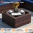 thumbnail image 5 of Omniberg 7 Pieces Outdoor Patio Furniture Sets, All Weather Outdoor Sectional Sofa PE Rattan Wicker Patio Conversation Set with Washable Cushions and Glass Coffee Table, Brown/Blue, 5 of 8