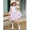 thumbnail image 3 of Oudiya Girls Mesh Puff Lantern Long Sleeve Rainbow Dress Mock Neck Formal Party A Line Short Tulle Dress, 3 of 6