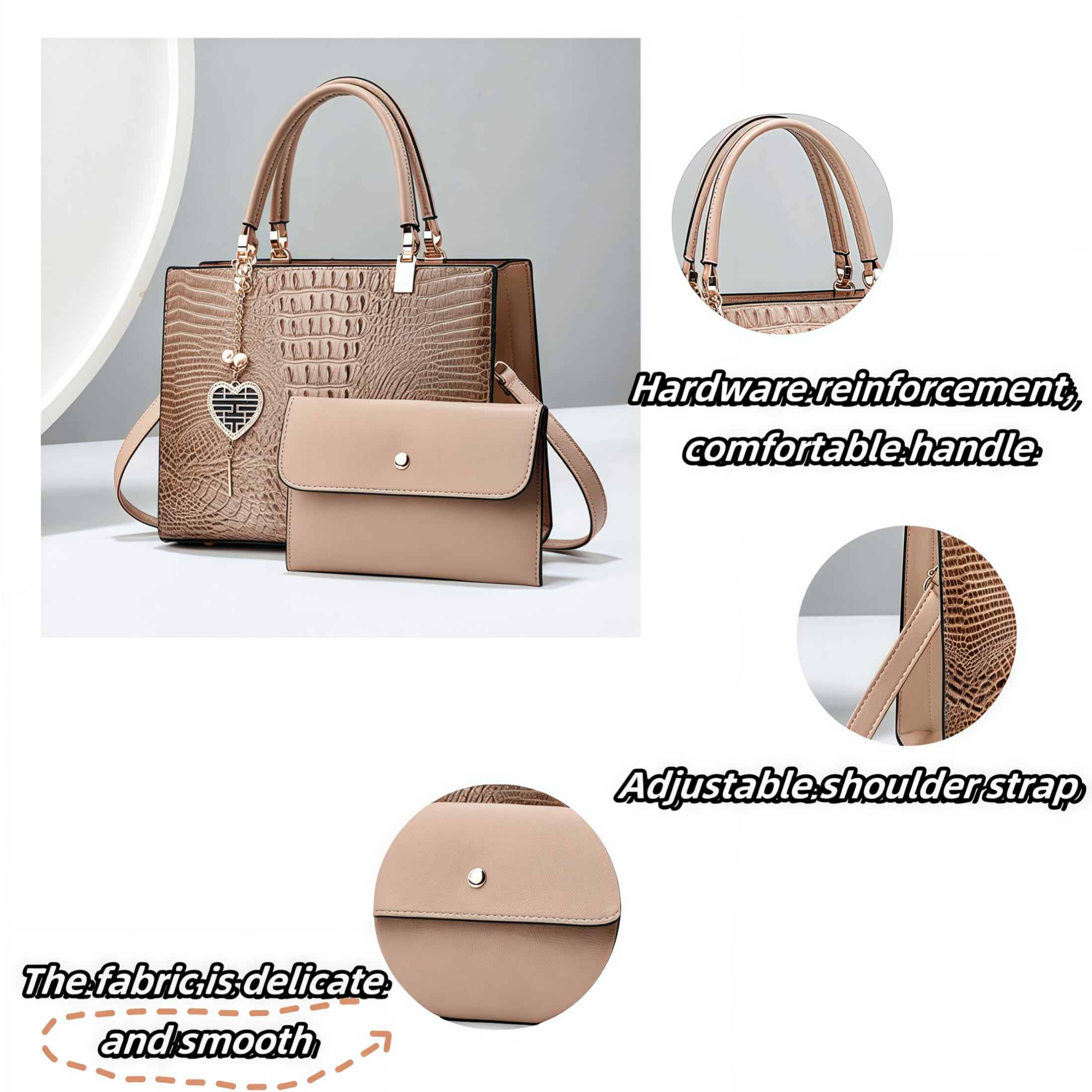 New large-capacity solid-color minimalist crocodile-pattern shoulder bag for cross-body use.