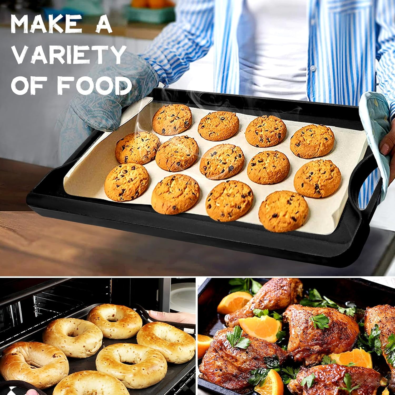 20 x 10.5 Reversible Cast Iron Griddle for Gas Stove, Grill & Camping