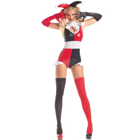 Two Faced Evil Harlequin, Black And Red Harlequin Costume