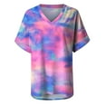 thumbnail image 3 of Women's Plus Size Short Sleeve Tie-dye Printing V-Neck T-Shirt, 3 of 4