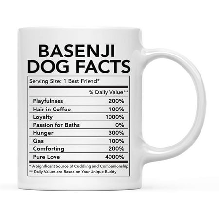 

Funny Dog Lover s Ceramic Coffee Mug Gift Basenji Nutritional Facts 1-Pack Dog Mom Dad Birthday Christmas Ideas 11oz