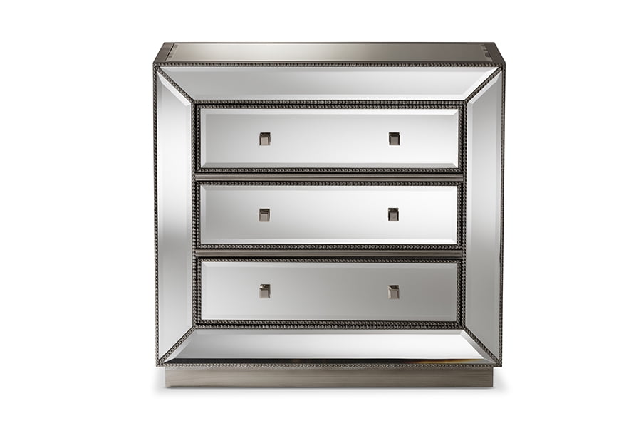 Baxton Studio Edeline Glamour Style Mirrored 3-Drawer Chest