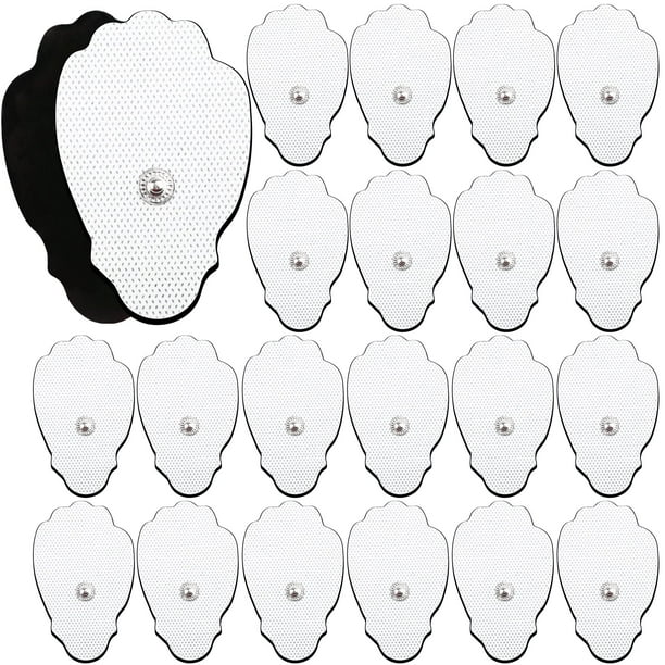 Almohadillas de repuesto LotFancy para unidad TENS, 22 electrodos autoadhesivos reutilizables con cierre a presión para masajeador TENS/EMS con cables de botón de 3,5 mm