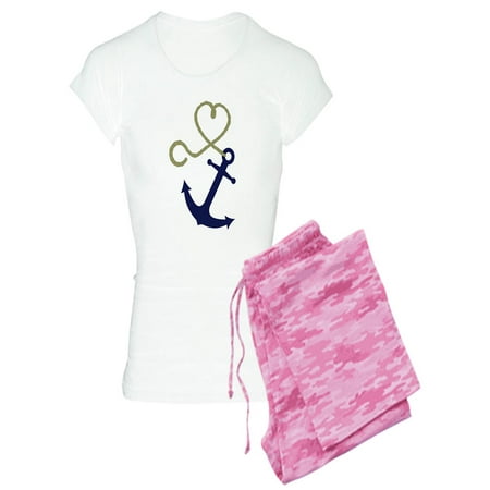 

CafePress - Blue Anchor With Heart Rope Pajamas - Women s Light Pajamas