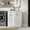 White + Particle Board + MDF#59, variant on Space Saving Laundry Cabinet with 2 Removable Liner Bags for Small Spaces, White Particle Board + MDF Hamper for Bathroom or Dorm