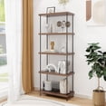 thumbnail image 4 of Gymax 5-Tier Multipurpose Display Rack Freestanding Bookshelf w/ Metal Frame Walnut, 4 of 10
