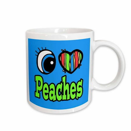 

3dRose Bright Eye Heart I Love Peaches Ceramic Mug 11-ounce