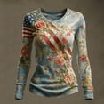 thumbnail image 2 of QASIEATN Women's Casual Long Sleeved Sweatshirt Usa 250th Anniversary National Flag Flowers Patriotic Top Summer Pullover 4th of July Tops, 2 of 4