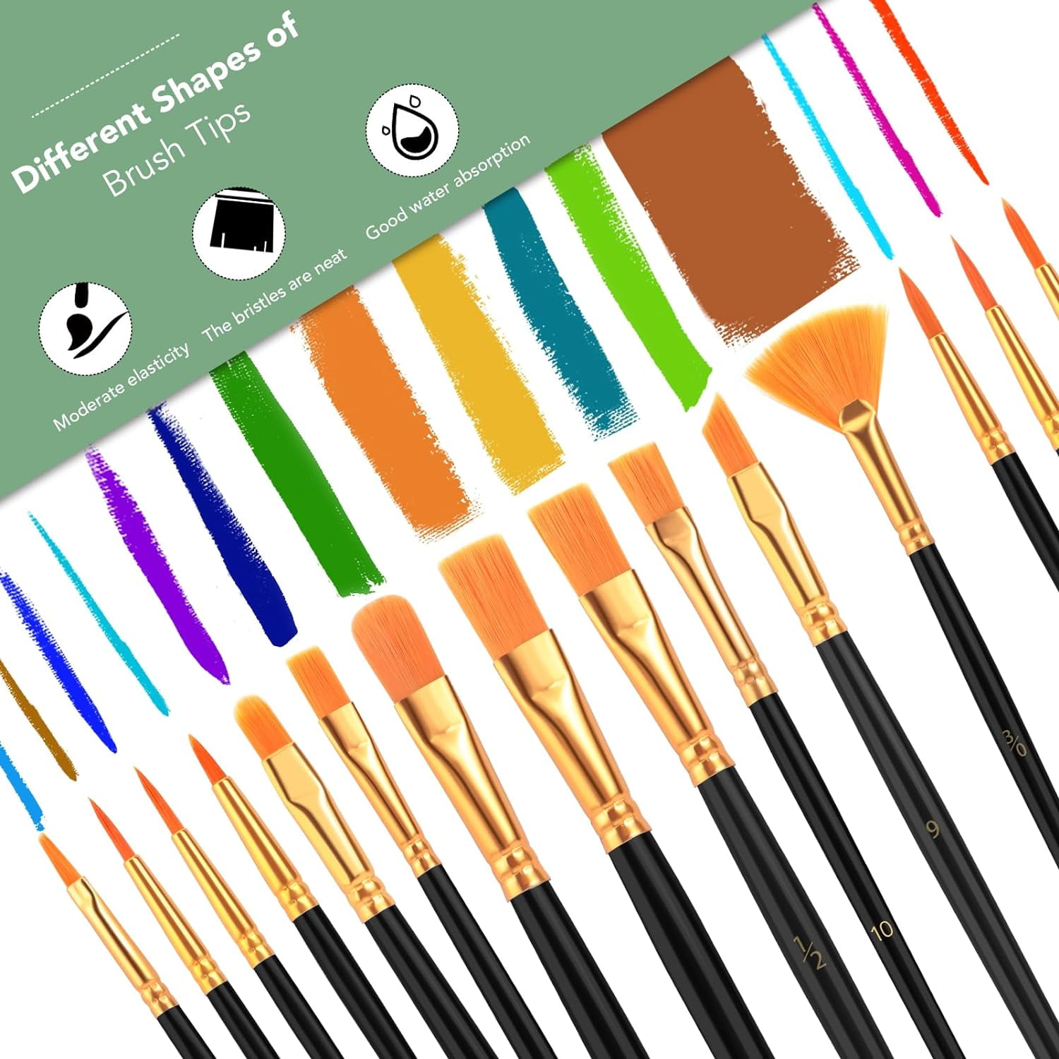 Acrylic Paint Brush Set,16 pack/240pcs Nylon Hair Oil Watercolor Rock Face Painting Artist Painting Brushes, 15 Sizes Paint Brush Set for All Purposes Kids Adult Arts Painting Brush Supplies.