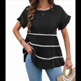 thumbnail image 3 of Blusa Informal de Verano de Corta con Volantes y Borlas Escalonadas para Mujer, Color Negro, Talla M, 3 of 9