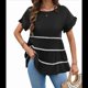 thumbnail image 3 of Blusas de Verano Informales de Corta con Volantes y Borlas Escalonadas para Mujer, Color Negro, Talla L, 3 of 9