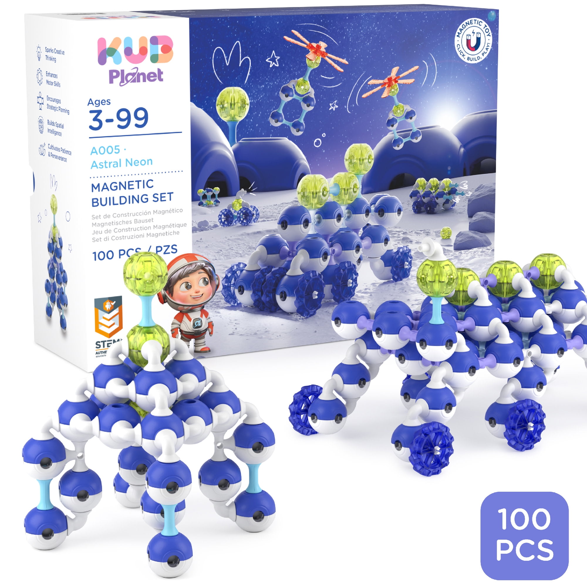 KUB Planet: Magnetic Building Set - Astral Neon - 100pc Space