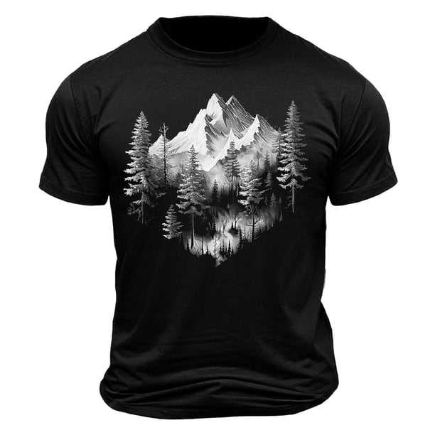 Camisa Casual de Cuello de la Tripulación de la Impresión de la Selva de Manga Corta Top Ligero de Poliéster para los Hombres, Camiseta de Manga Corta para el Uso Diario de Primavera Verano
