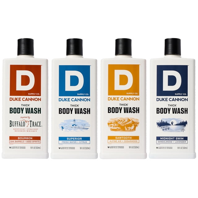 Duke Cannon Supply Co. Lavado corporal espeso de alta viscosidad - Lavado corporal 3 veces más espeso a base de plantas enriquecido con minerales para hombres - Exfoliante corporal para hombres - Sawt