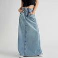 thumbnail image 2 of Riforla Women Skirt Comfortable and Soft Denim A Line Skirt High Waisted Mid Length Long Skirt Skirts for Women Trendy Blue L, 2 of 6