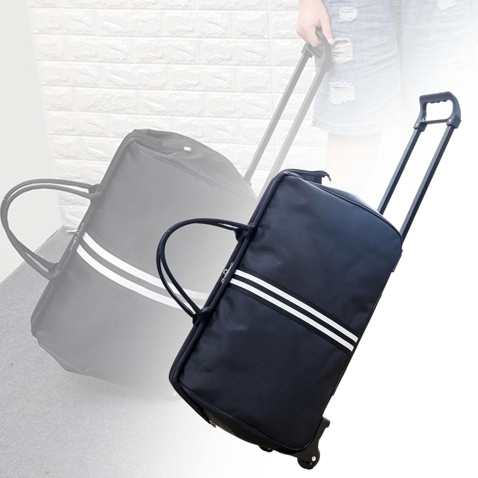 Large Capacity Weekender Bag with 2 Wheel Zipper Closure Duffel Tote with Handle A