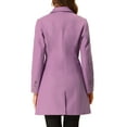 thumbnail image 3 of MODA NOVA Juniors Single Breasted Notched Lapel Long Sleeve Long Overcoat Light Purple L, 3 of 5