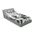 thumbnail image 2 of Savannah Fitted Sheet & Pillow Sham Set, White Tiger Wintertime Animal Portrait Eyes Calm Noble Beast Photography, Decorative Printed 4 Piece Bedding Decor Set, Twin, White Black Grey, by Ambesonne, 2 of 3