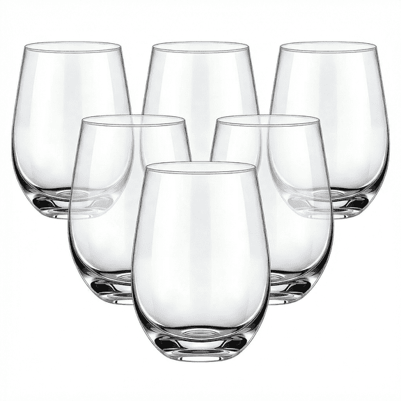 Wine Glasses Stemless Set of 6, 10oz Clear Dishwasher Safe Glass. wine glasses, stemless wine glasses, wine glass set