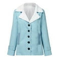 thumbnail image 3 of Baberdicy Women's Plush Button-Front Jacket, Turn-Down Collar Warm Coat, Cold Commute & Shopping , Fuzzy Button-Front Jacket, Plush Winter Coat, Cozy Layer Blue 3Xl, 3 of 5