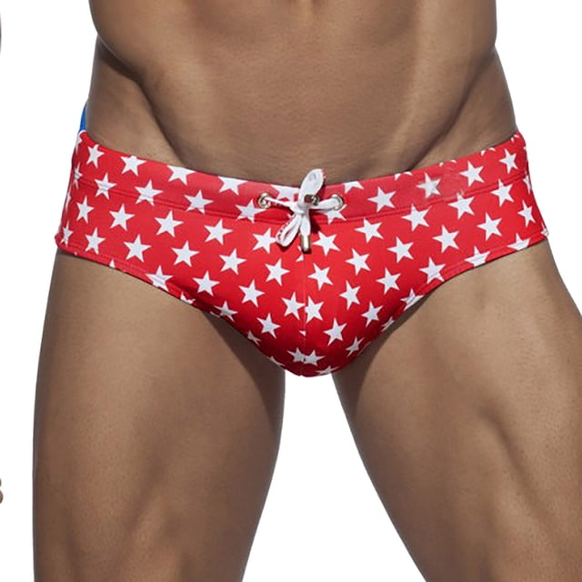 Wo-Fusoul Swimming Trunks for Men Low Waist Drawstring High Vent Quick Dry Underpants Black