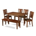 thumbnail image 2 of East West Furniture  Dining Table Set- A Rectangular Table, A Wooden Bench and Dining Chairs, Mahogany (Chair Seat Options) MLDU6D-MAH-LC, 2 of 5