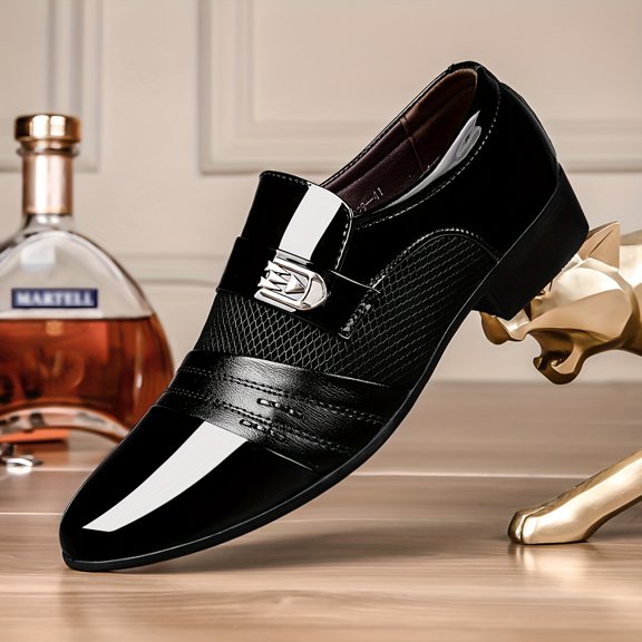 Men's dress shoes fashionable simple business solid color check pattern four seasons wedding England casual shoes PU upper PU sole rubber sole PU insole ordinary toe cap