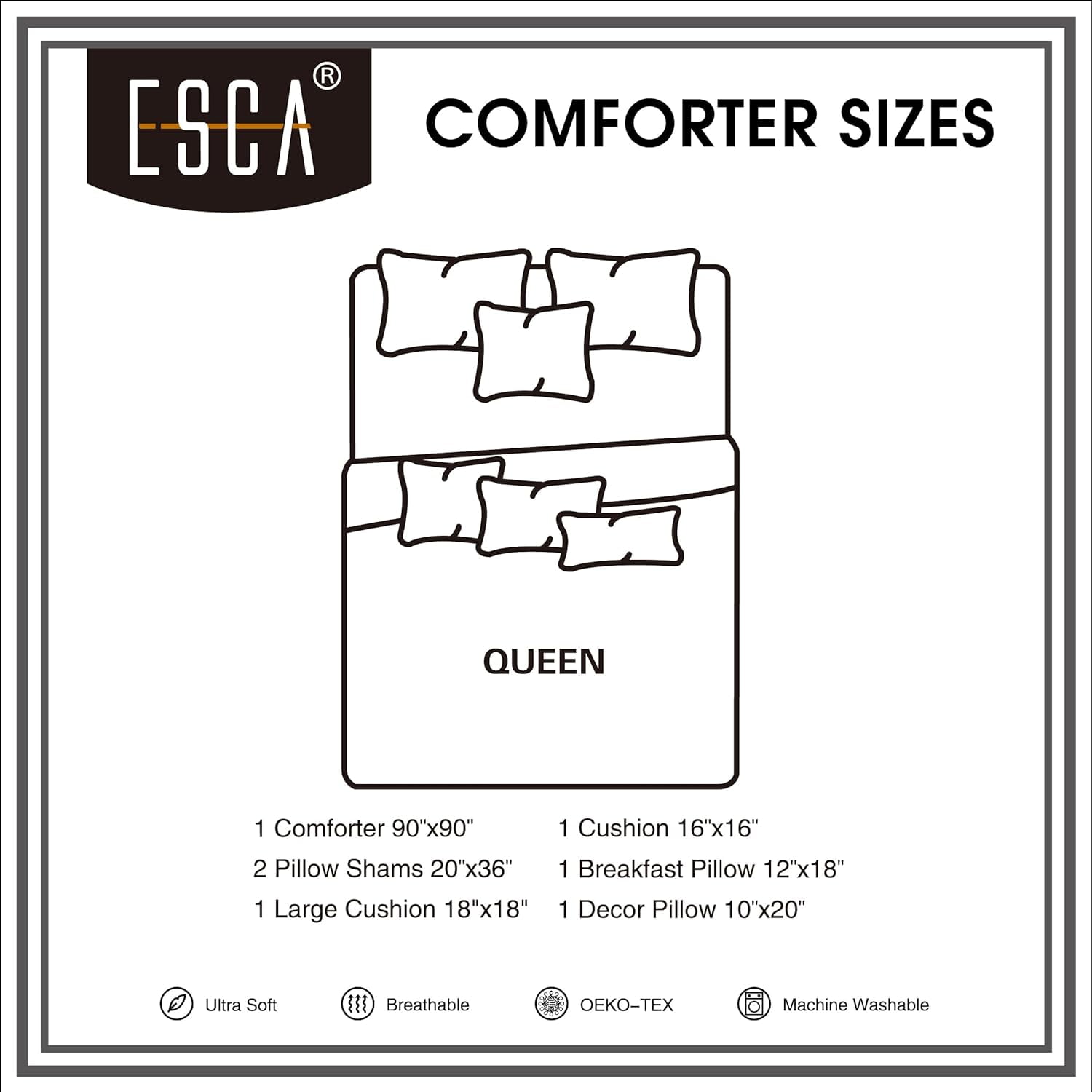 ESCA 7-Pieces Blue and Silver Comforter Set - Queen Size, Medallion Embroidery, Clip Jacquard Design Bedding Set