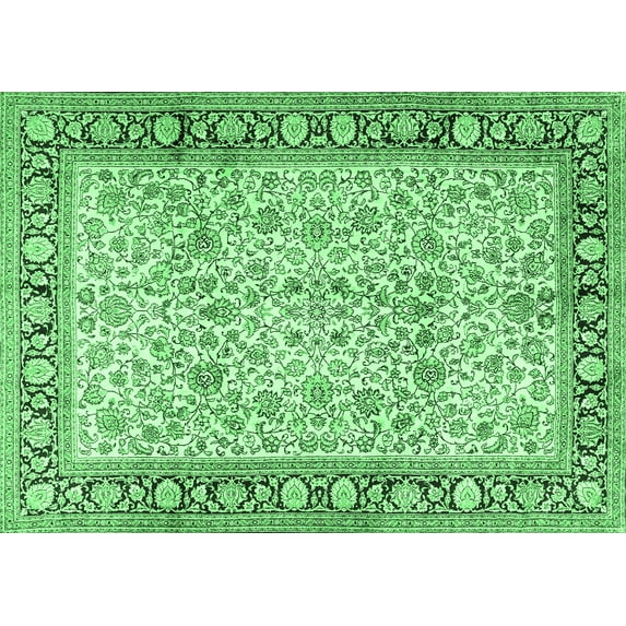 Ahgly Company Indoor Rectangle Persian Emerald Green Traditional Area Rugs, 6' x 9'