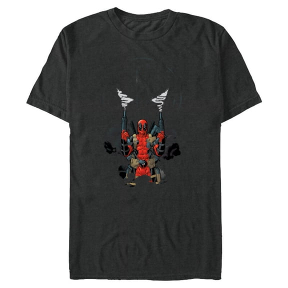 Marvel Deadpool Symbol Weapons Blazing - Short Sleeve Blended T-Shirt for Adults - Customized-Dark Heather