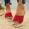 thumbnail image 4 of Dakaela Slip on Wedge Sandals for Women Open Toe Platform Slides Espadrilles 2.16 Inch Comfortable Dressy Beach Summer Mules Shoes Red 9, 4 of 8