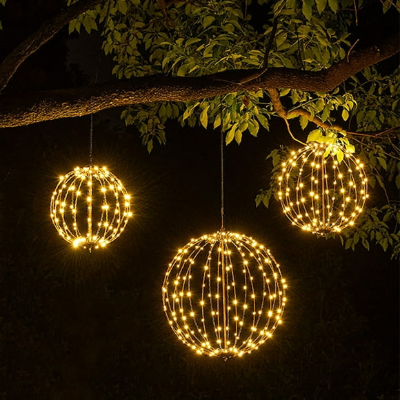 Boule Lumineuse DEL Résistante à l'Eau, Lueur Douce, Alimentée par Piles, Suspendue, pour Arbre, Noël, Décorations Extérieures, Boules Lumineuses