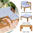 thumbnail image 4 of Outdoor Wood 5 Pieces Sectional Sofa Set,Patio Furniture Set with Cushions,X-Back Design and Lockable Panels,Patio Conversation Set for Garden,Backyard,Deck and Swimming Pool,Gray+Natural, 4 of 7