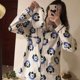 thumbnail image 1 of Conjunto de pijamas de 2 piezas para mujer, traje de casa de dibujos animados, cómodo, estampado a cuadros, Tops de manga larga, pantalones, ropa de estar por casa para primavera y otoño, 1 of 4