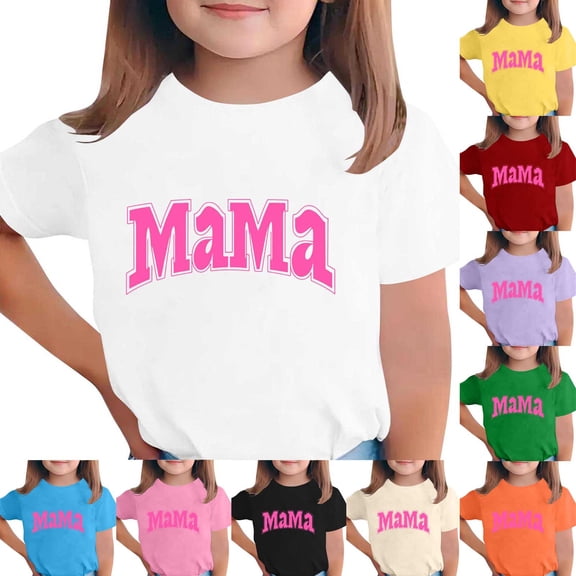 Babcutegg Printed Short Sleeve Round Neck Casual T-Shirt for Kids – Versatile Everyday Top with Festive Design, Ideal for Mother’s Day and Daily Wear Yellow Size 12-13
