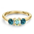 thumbnail image 3 of Gem Stone King 10K Yellow Gold Mercury Mist Mystic Topaz and London Blue Topaz Engagement Ring for Women | 1.21 Cttw | Round 5MM | Gemstone November Birthstone | Size 9, 3 of 6