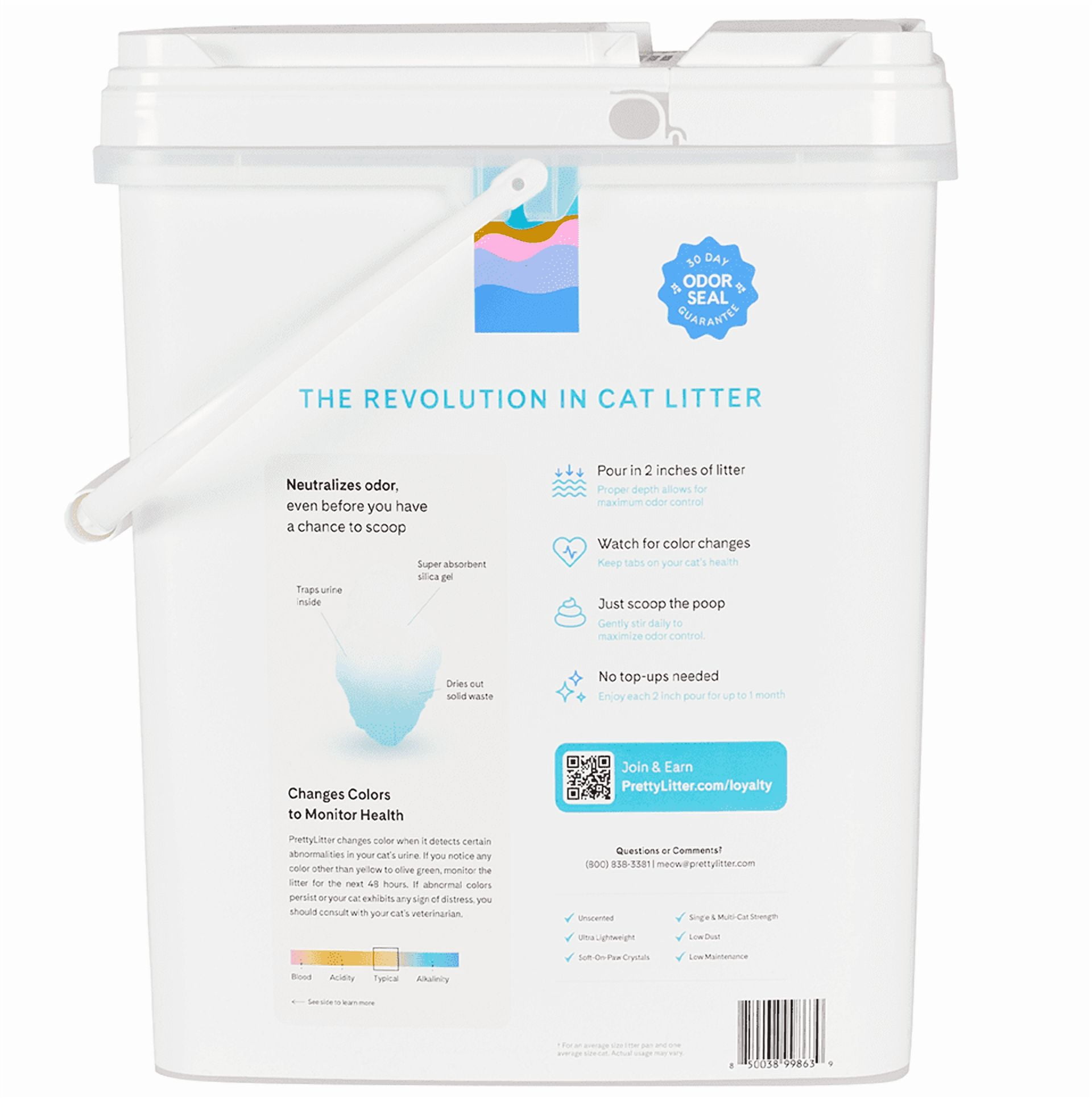 PrettyLitter Health Monitoring Cat Litter Unscented Non-Clumping 12lb Pail