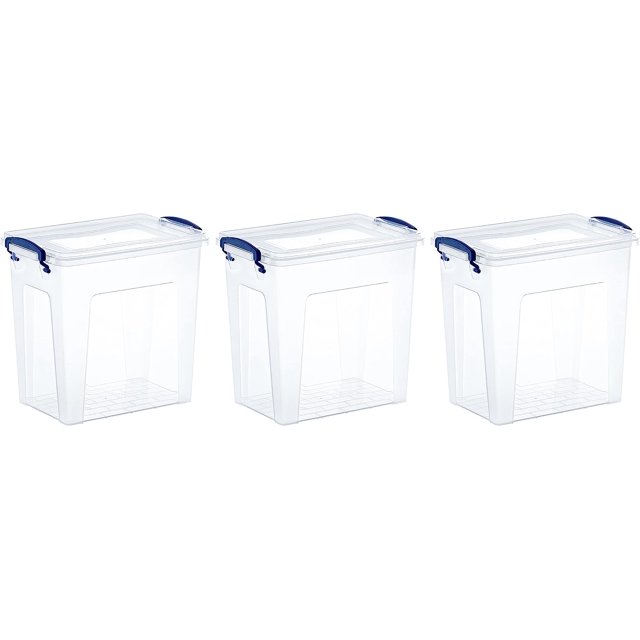 Clear Storage Bins with Lids, Small Stackable Deep Storage Boxes with