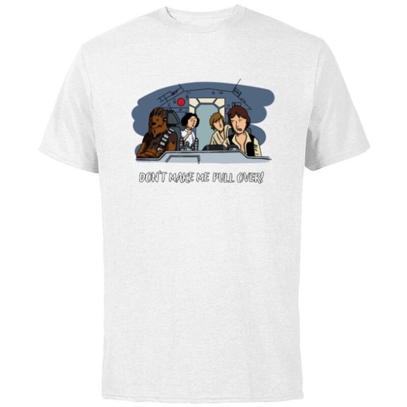 Star Wars Han Solo Falcon “Don’t Make Me Pull Over” Funny - Short Sleeve Cotton T-Shirt for Adults - Customized-White