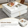 thumbnail image 4 of Gzxs 31.5" Square Coffee Table with Storage, Modern High Gloss Cocktail Table with 4 Drawers for Living Room, White, 4 of 10