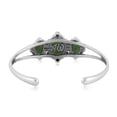 thumbnail image 5 of Sterling Silver Green Turquoise 3-Stone Oval Cuff Bracelet, Sizes Small to Large, 5 of 9