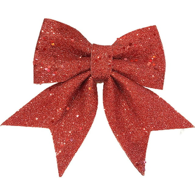 2/10pcs Christmas Large Bow Glitter Bowknot Wreath Bow For Xmas Tree Party Present Gift Wrapping Decoration