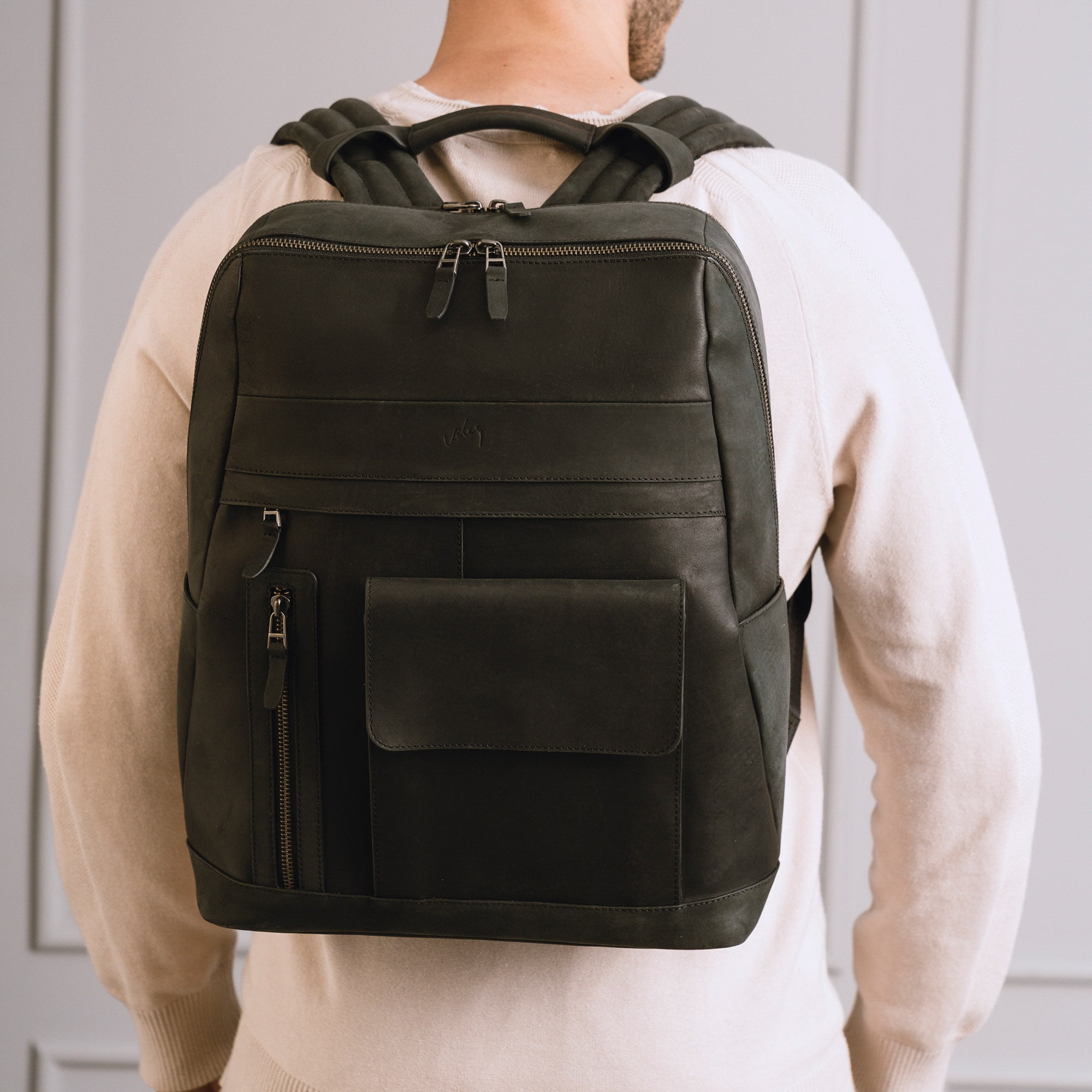 Velez Leather Backpack for Men, Cool Comfort, Black, 1 Piece