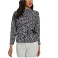 thumbnail image 1 of Camisa de manga larga con cinturón de cuello alto estampado ajustado para mujer Tops/camisas de cuello alto de manga larga Pompotops  FGAJ22156, 1 of 7