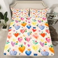 thumbnail image 2 of jejeloiu Graffiti Loves Pattern Queen Sheet Sets,Cute Hearts Crown Flat Sheet,Multicolor Oil Painting Queen Fitted Sheet For Girls Kids,Luxury Bedroom Decor,4pcs, 2 of 7
