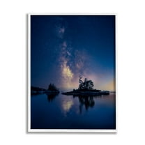 Stupell Night Stars Coastal Island Trees Landscape Photography White Framed Art Print Wall Art