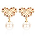 thumbnail image 1 of 1 par de pendientes con forma de corazón para mujer, pendientes con colgante de perlas de imitación, regalo de joyería (A), 1 of 8